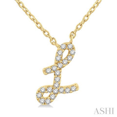 ASHI Script 'L' Initial Diamond Pendant 90469PPFSPDYG-L