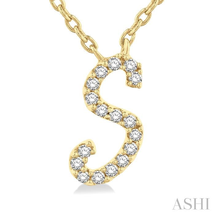 ASHI Script 'S' Initial Diamond Pendant 90469PPFSPDYG-S