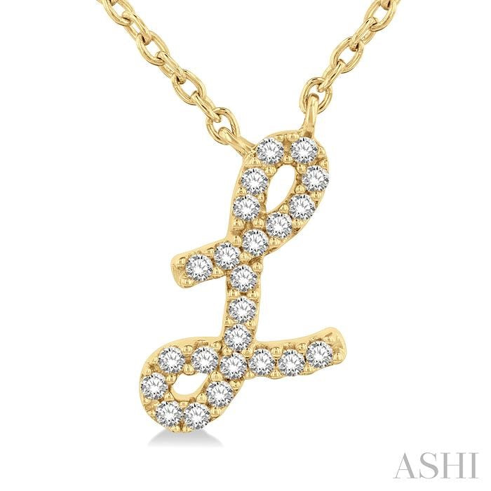 ASHI Script 'L' Initial Diamond Pendant 90469PPTSPDYG-L