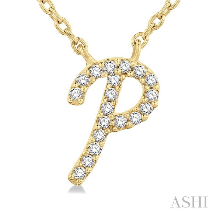 ASHI Script 'P' Initial Diamond Pendant 90469PPTSPDYG-P