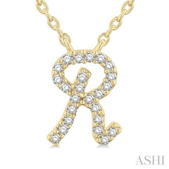 ASHI Script 'R' Initial Diamond Pendant 90469PPTSPDYG-R