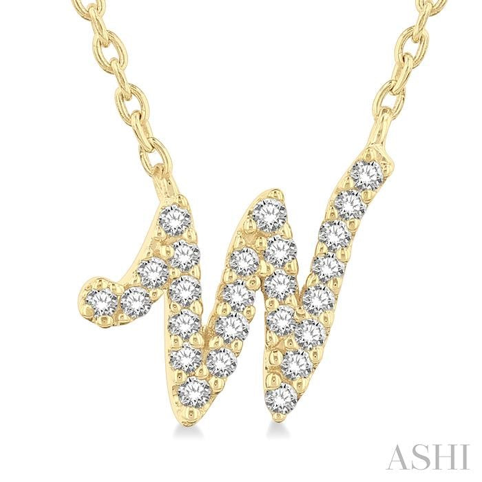 ASHI Script 'W' Initial Diamond Pendant 90469PPTSPDYG-W