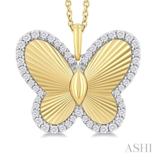 ASHI Butterfly Fluted Diamond Fashion Pendant 90476PPFGPDYW-BTF
