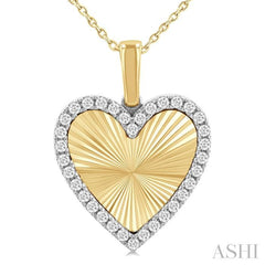 ASHI Heart Shape Fluted Diamond Fashion Pendant 90476PPFGPDYW-HT