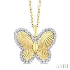 ASHI Butterfly Fluted Diamond Fashion Pendant 90476PPTGPDYW-BTF