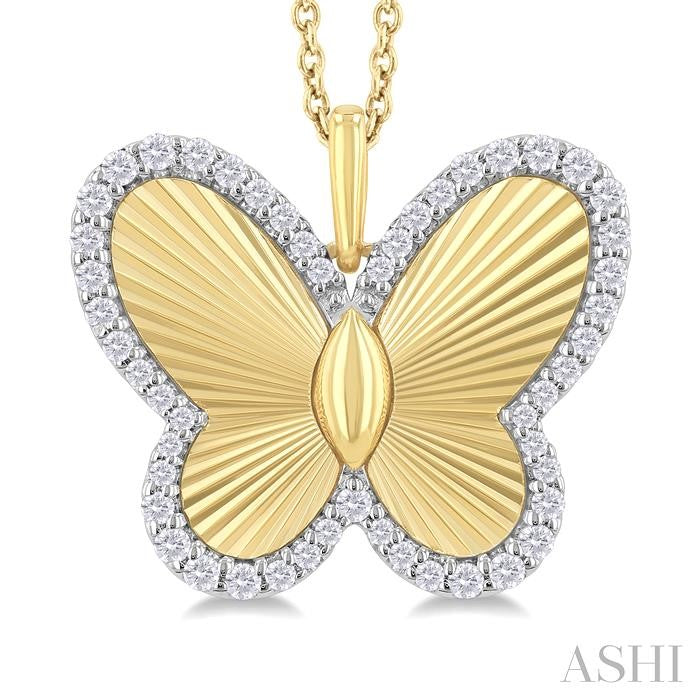 ASHI Butterfly Fluted Diamond Fashion Pendant 90476PPTGPDYW-BTF