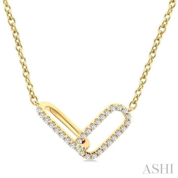 ASHI Paperclip Interlock Diamond Fashion Pendant 904H6PPTGPDYG