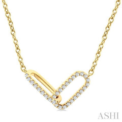 ASHI Paperclip Interlock Diamond Fashion Pendant 904H6PPTGPDYG