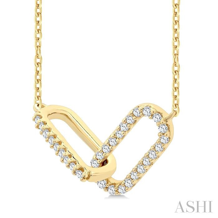 ASHI Paperclip Interlock Petite Diamond Fashion Pendant 904H8PPTSPDYG