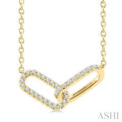 ASHI Paperclip Interlock Petite Diamond Fashion Pendant 904H8PPTSPDYG