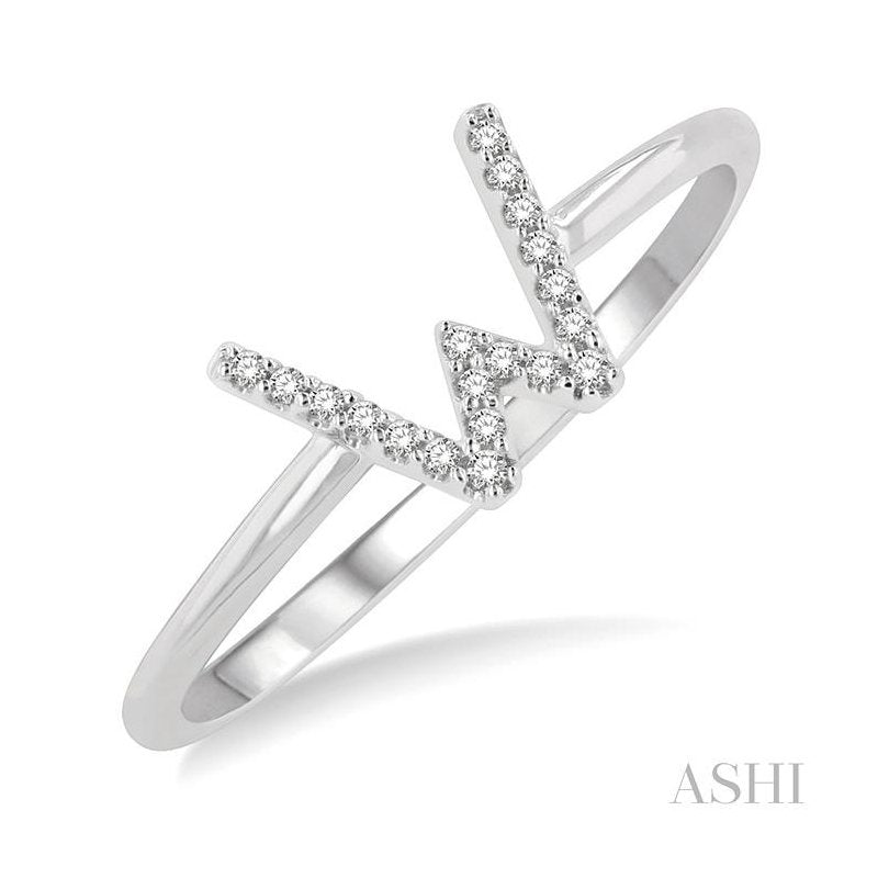 ASHI Block 'W' Initial Diamond Ring 365D9PPTSWG-W