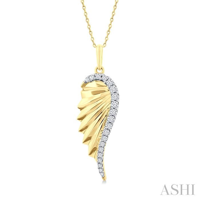 ASHI Angel Wings Fluted Diamond Fashion Pendant 90507PPTGPDYG