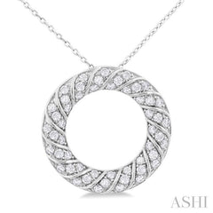 ASHI Circle Ribbed Diamond Pendant 90593PPFGPDWG