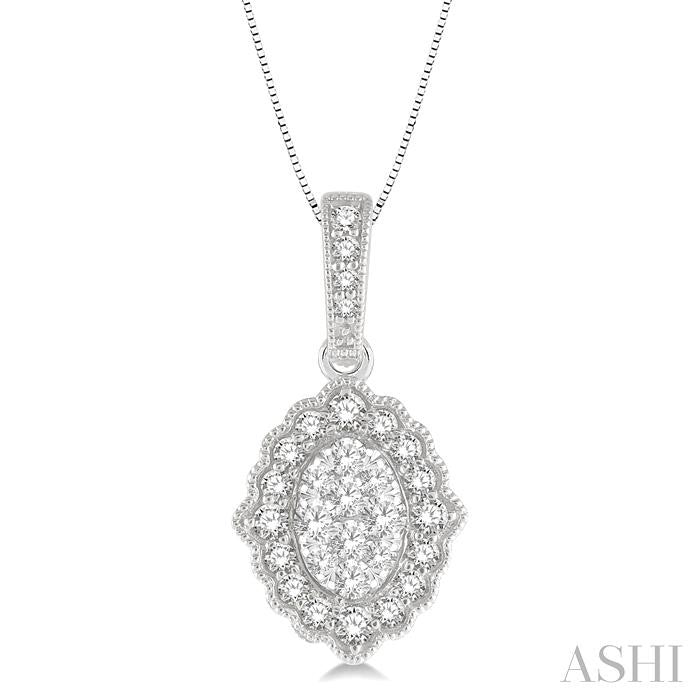 ASHI Oval Shape Halo Lovebright Diamond Pendant 905B6PPFGPDWG