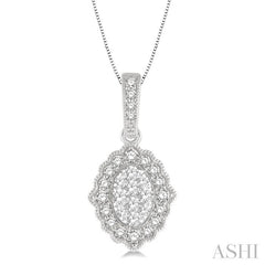 ASHI Oval Shape Halo Lovebright Diamond Pendant 905B6PPFGPDWG