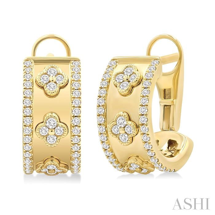 ASHI Clover Diamond Fashion Hoop Earrings 905G3PPFGERYG
