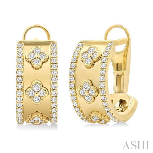 ASHI Clover Diamond Fashion Hoop Earrings 905G3PPFGERYG