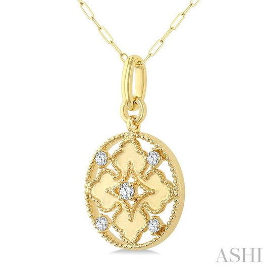 ASHI Circle Floral Medallion Diamond Fashion Pendant 905J7PPTGPDYG