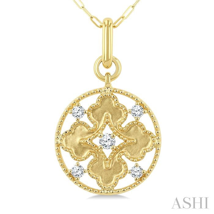 ASHI Circle Floral Medallion Diamond Fashion Pendant 905J7PPTGPDYG