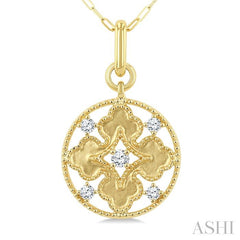 ASHI Circle Floral Medallion Diamond Fashion Pendant 905J7PPTGPDYG