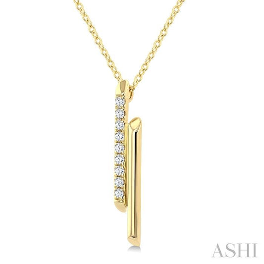 ASHI Double Bar Diamond Fashion Pendant 906J8PPFGPDYG