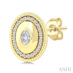 ASHI Oval Shape Art Deco Diamond Fashion Earrings 907H5PPFGERYG-OV