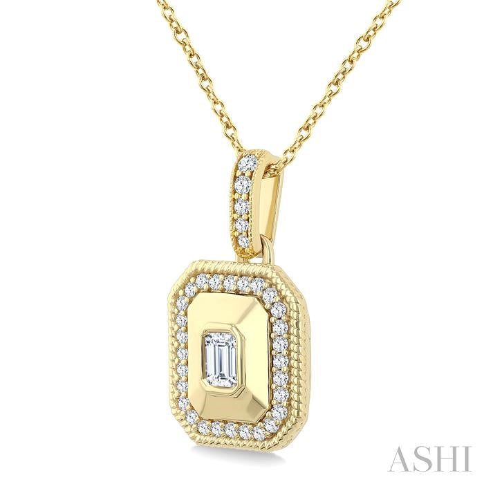 ASHI Emerald Shape Art Deco Diamond Fashion Pendant 907H6PPFGPDYG-OC