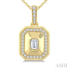 ASHI Emerald Shape Art Deco Diamond Fashion Pendant 907H6PPFGPDYG-OC