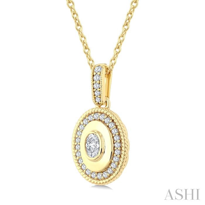 ASHI Oval Shape Art Deco Diamond Fashion Pendant 907H6PPFGPDYG-OV