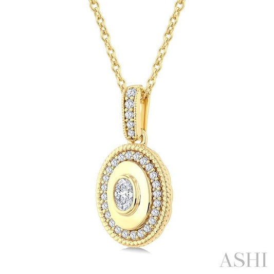ASHI Oval Shape Art Deco Diamond Fashion Pendant 907H6PPFGPDYG-OV