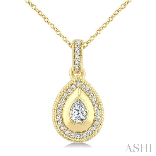 ASHI Pear Shape Art Deco Diamond Fashion Pendant 907H6PPFGPDYG-PR