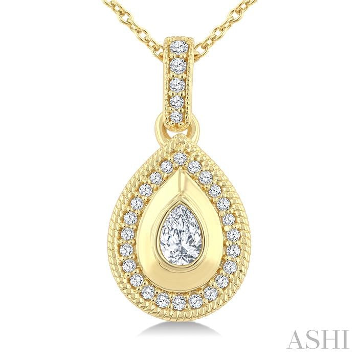 ASHI Pear Shape Art Deco Diamond Fashion Pendant 907H6PPFGPDYG-PR