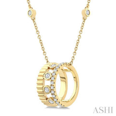 ASHI Bezel Layered Diamond Fashion Pendant 908H7PPTGPDYG