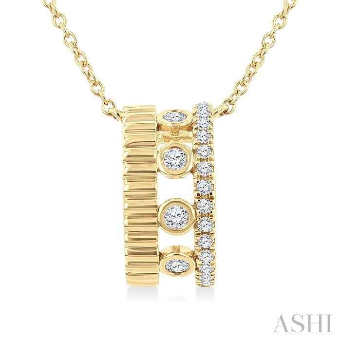 ASHI Bezel Layered Diamond Fashion Pendant 908H7PPTGPDYG