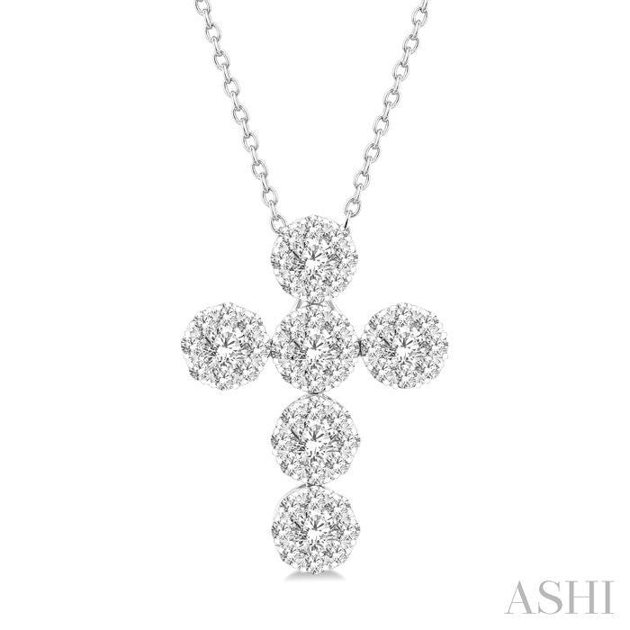 ASHI Cross Lovebright Diamond Fashion Pendant 909A1PPFGPDWG