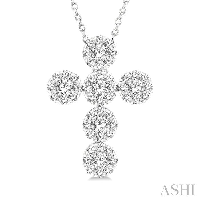 ASHI Cross Lovebright Diamond Fashion Pendant 909A1PPFGPDWG