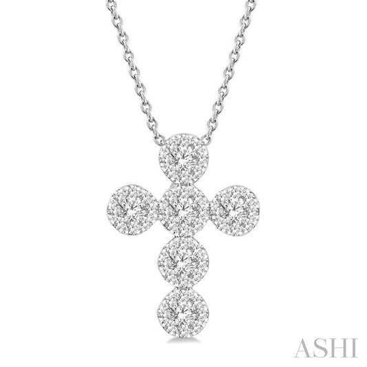 ASHI Cross Lovebright Diamond Fashion Pendant 909A3PPFGPDWG