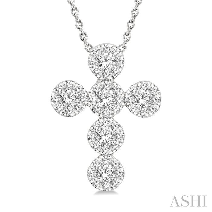 ASHI Cross Lovebright Diamond Fashion Pendant 909A3PPFGPDWG