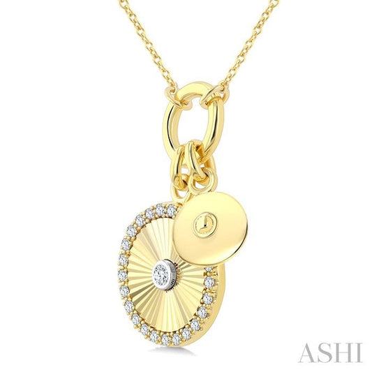 ASHI Circle Charm Fluted Diamond Fashion Pendant 909J8PPTGPDYW