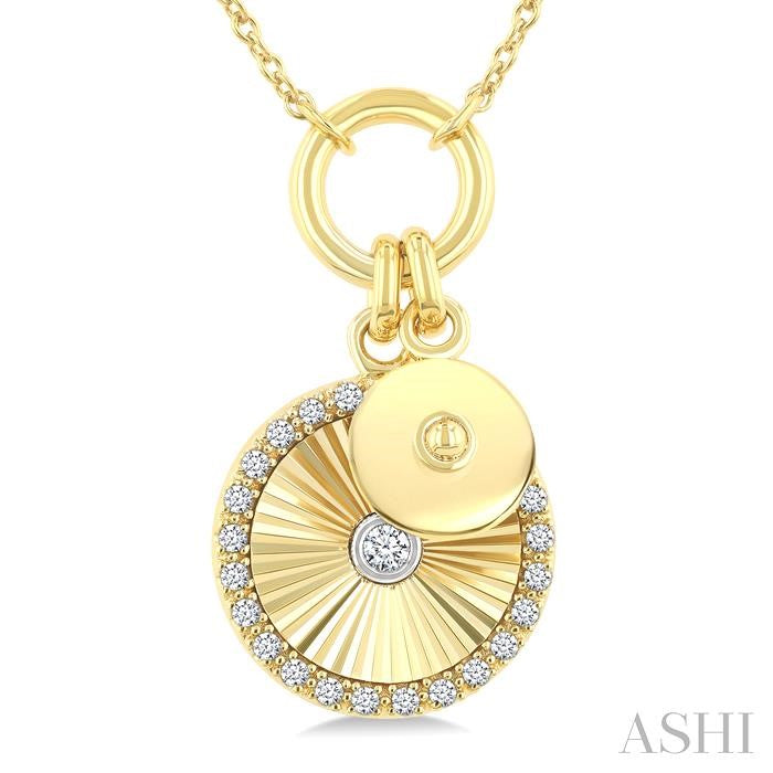 ASHI Circle Charm Fluted Diamond Fashion Pendant 909J8PPTGPDYW