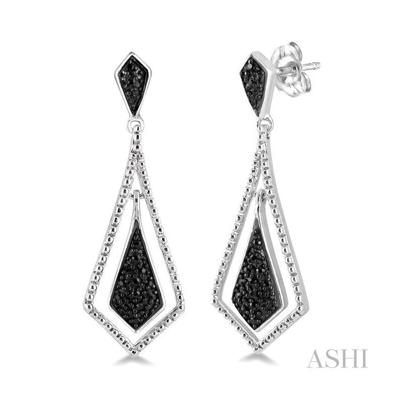 ASHI Silver Black Diamond Fashion Earrings 87318PPSKSLER