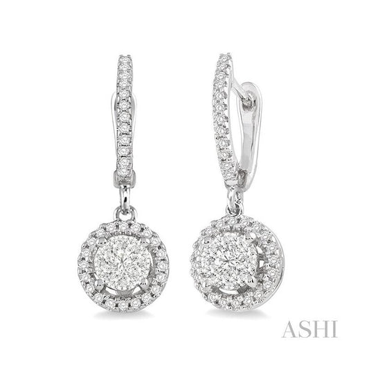 ASHI Round Shape Halo Lovebright Diamond Earrings 94873PPFVERWG
