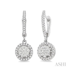 ASHI Round Shape Halo Lovebright Diamond Earrings 94873PPFVERWG