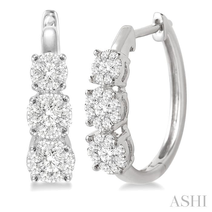ASHI Round Shape Past Present & Future Lovebright Essential Diamond Hoop Earrings 910A2PPFGERWG