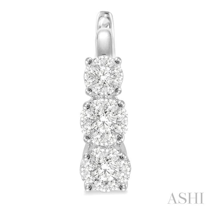 ASHI Round Shape Past Present & Future Lovebright Essential Diamond Hoop Earrings 910A2PPFGERWG