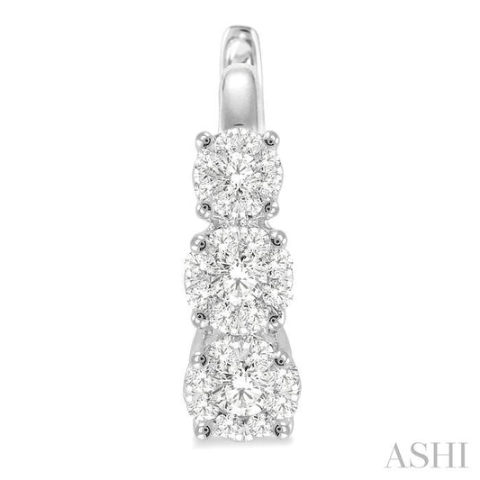 ASHI Round Shape Past Present & Future Lovebright Essential Diamond Hoop Earrings 910A2PPFGERWG