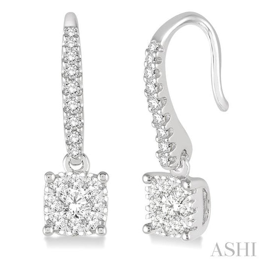 ASHI Cushion Shape Lovebright Essential Diamond Earrings 910C3PPFVERWG