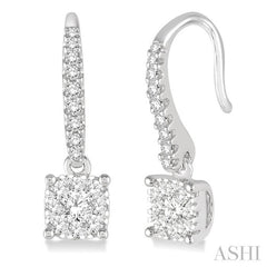 ASHI Cushion Shape Lovebright Essential Diamond Earrings 910C3PPFVERWG