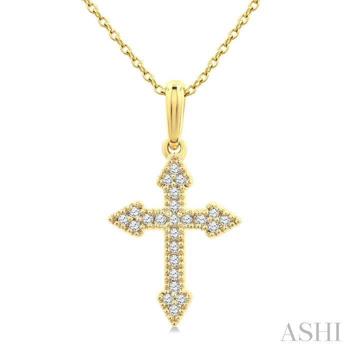 ASHI Cross Petite Diamond Fashion Pendant 911H8PPTSPDYG