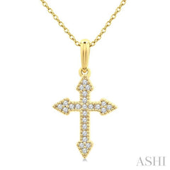 ASHI Cross Petite Diamond Fashion Pendant 911H8PPTSPDYG